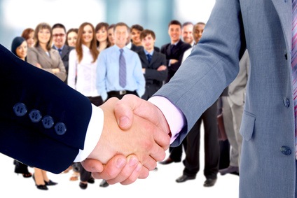 handshake isolated on business background