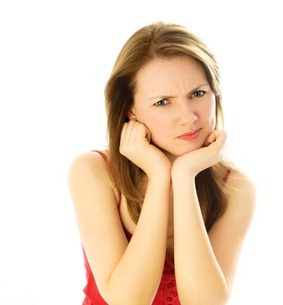 displeased woman keeping a diet