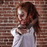 Woman in Horror Situation With Bloody Face Woman in Horror Situation With Bloody Face