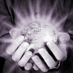 Globe in a girl's hands Globe in a girl's hands