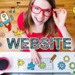 Website concept with young woman